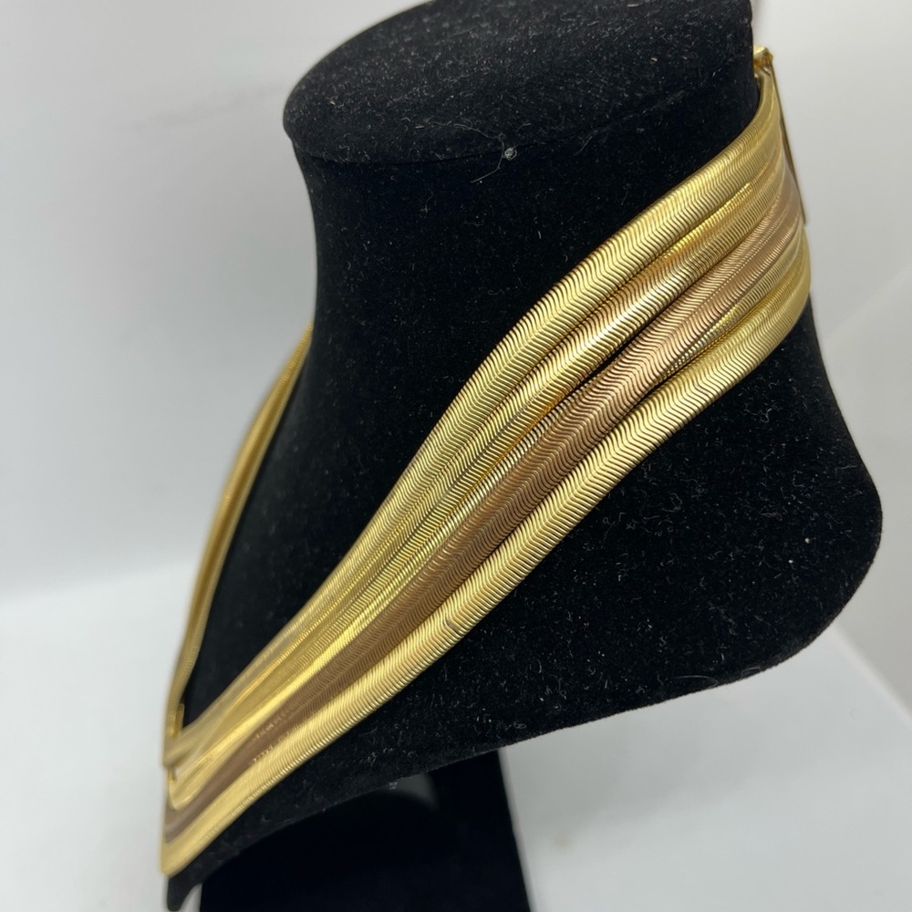 Vintage 5 Strand Different Color Gold Tone Snake Necklace Magnetic Clasp Sexy - Picture 4 of 4